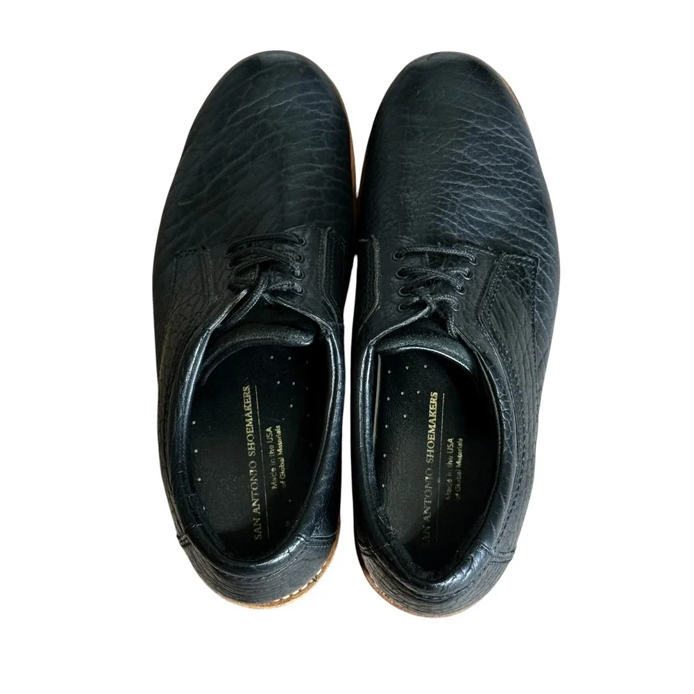 SAS San Antonio Shoemakers Mens Black Leather Pebbled Oxford Shoes 10 M 2000934